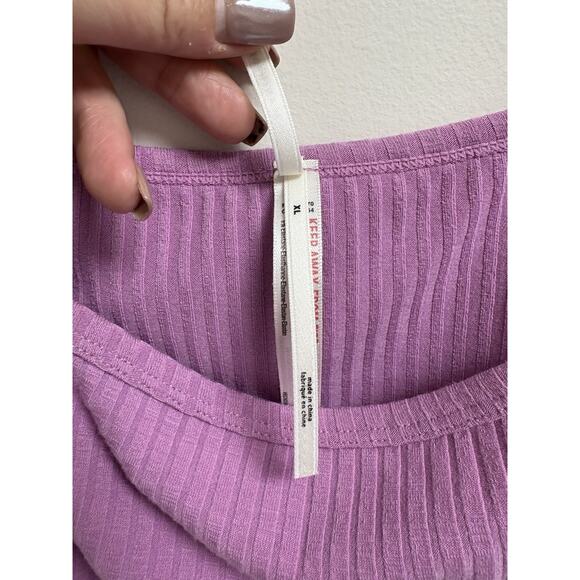 Anthropologie Ribbed Tie Strap Crop Tank Top Lavender Purple Women XL - Picture 7 of 7